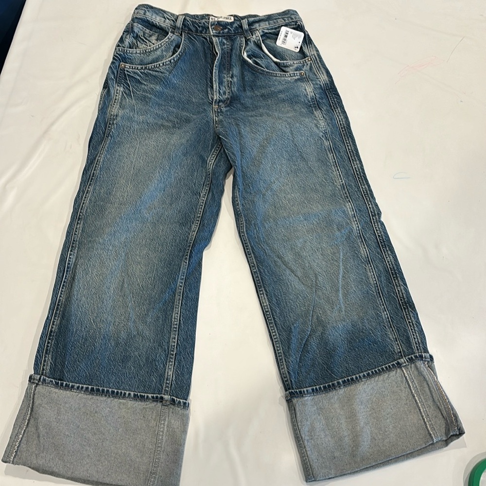 Free People Final Countdown Low Rise Cuffed Boyfriend Jeans